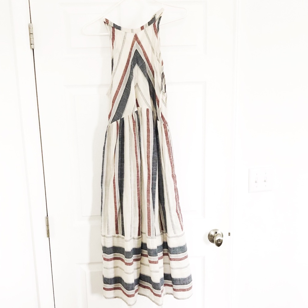 Listicle Striped Linen Halter Dress